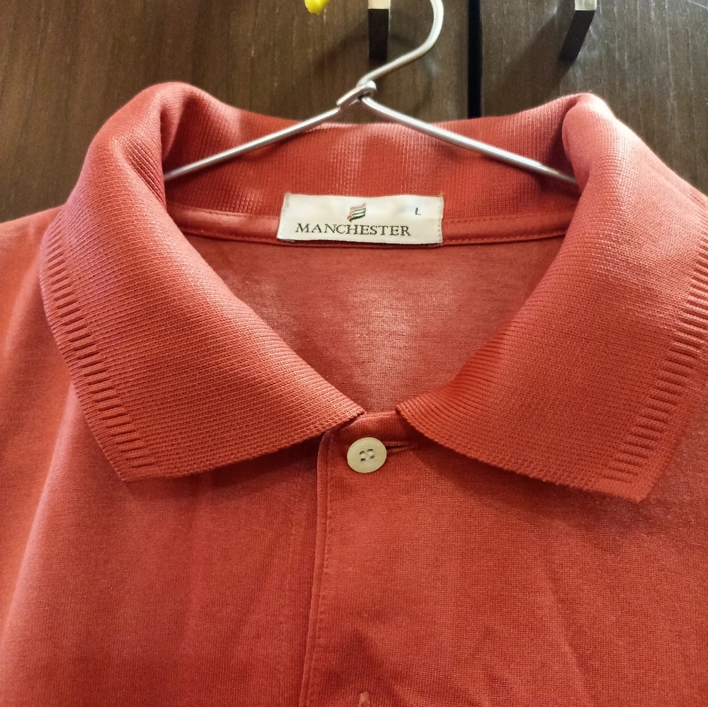 Tangerine color casual polo T-shirt (size L) - Picture 3 of 4